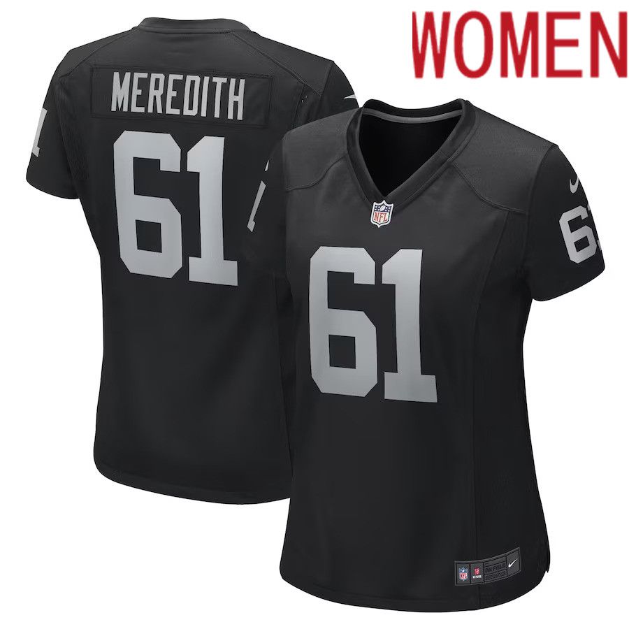 Women Las Vegas Raiders #61 Jordan Meredith Nike Black Game Player NFL Jersey